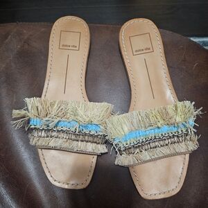 Dolce Vita Tan and Blue Women's Slide Sandals